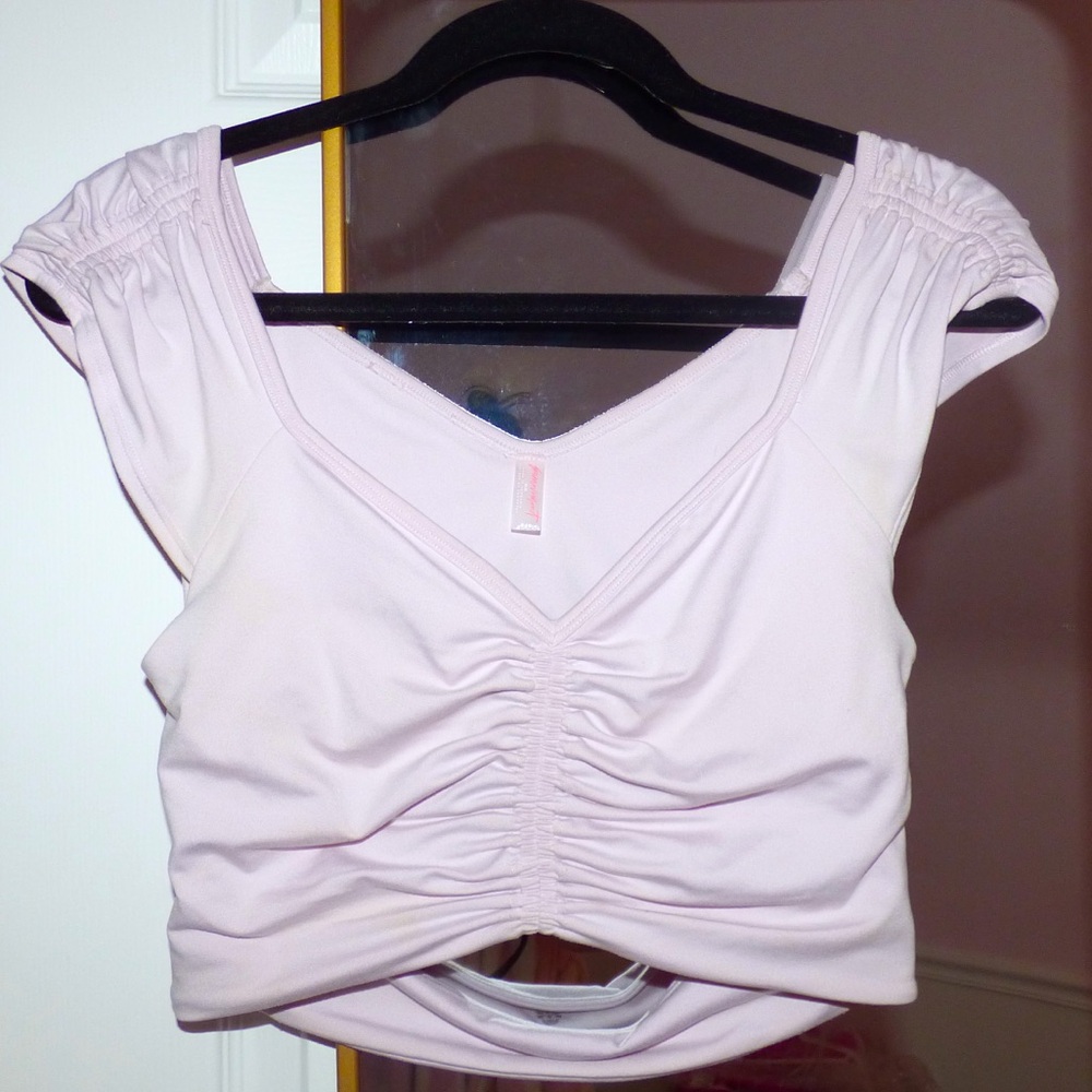 Free People Movement You Glow Girl Cap Sleeve V-neck Crop Top
